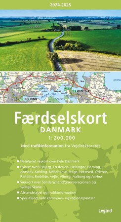 Kart over Danmark – map of Denmark - detaljert vei- og turistkart 2024-2025 