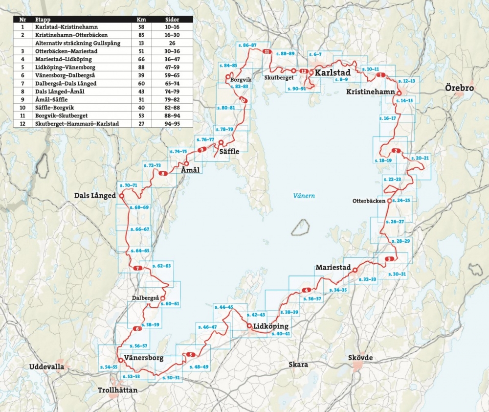 Sykkelatlas / sykkelkart over Vänerleden i Sverige 1:50.000 | Kart og ...