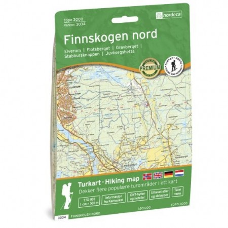 Finnskogen Nord Topo 3000 Turkart. Målestokk 1:50.000 i værbestanding materiale